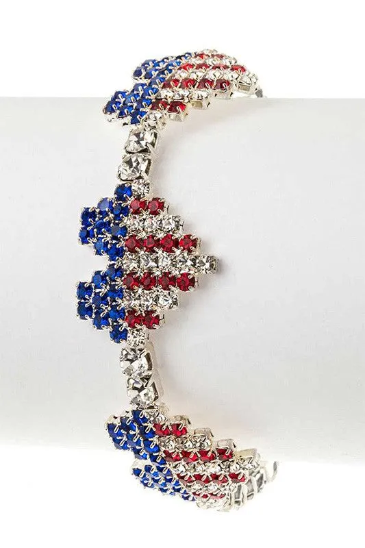 Bracelets USA Flag Rhinestone Heart Cuff Bracelet LA Jewelry Plaza Bracelets USA Flag Rhinestone Heart Cuff Bracelet LA Jewelry Plaza