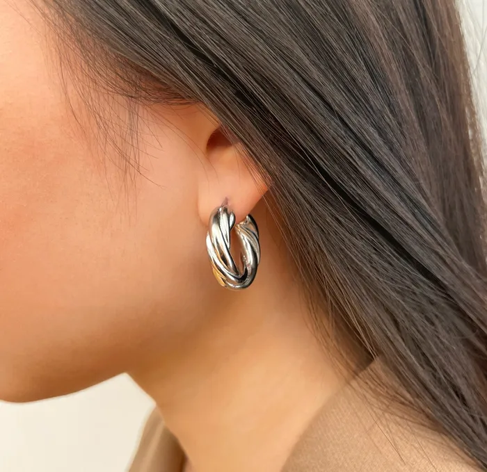 DONNA SILVER SMALL CHUNKY TWIST HOOP EARRINGS MAI DSIRE Earrings