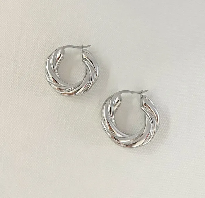 DONNA SILVER SMALL CHUNKY TWIST HOOP EARRINGS MAI DSIRE Earrings