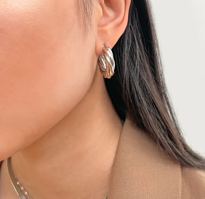 DONNA SILVER SMALL CHUNKY TWIST HOOP EARRINGS MAI DSIRE Earrings
