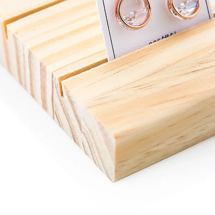 Earrings 3 Row Natural Wood Earring Card Display Tray JPIDisplay Earrings 3 Row Natural Wood Earring Card Display Tray JPIDisplay