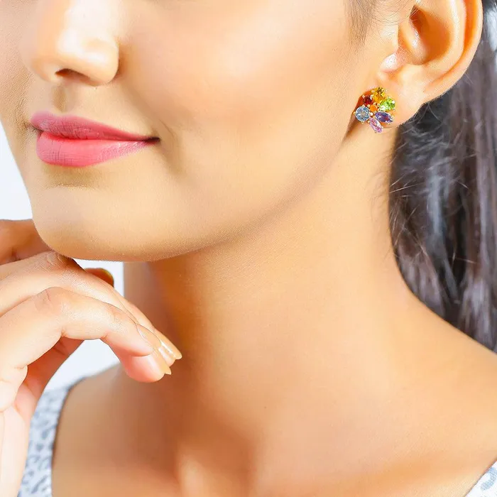 Earrings Chakra Stone Solid 925 Silver Gold Plated Stud Earrings Jewelry YoTreasure