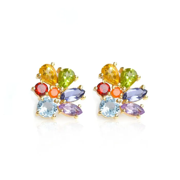 Earrings Chakra Stone Solid 925 Silver Gold Plated Stud Earrings Jewelry YoTreasure