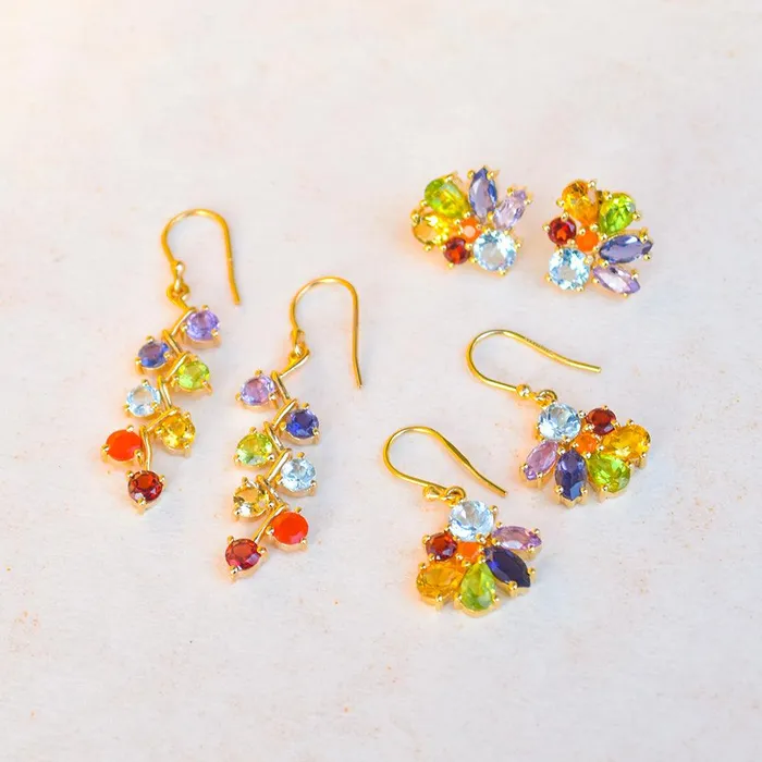 Earrings Chakra Stone Solid 925 Silver Gold Plated Stud Earrings Jewelry YoTreasure