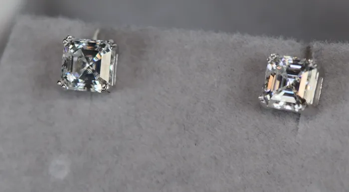 Earrings Lab Diamonds London Asscher Cut Moissanite Diamond Ear Studs Asscher Cut Lab Grown Diamond Ear Studs