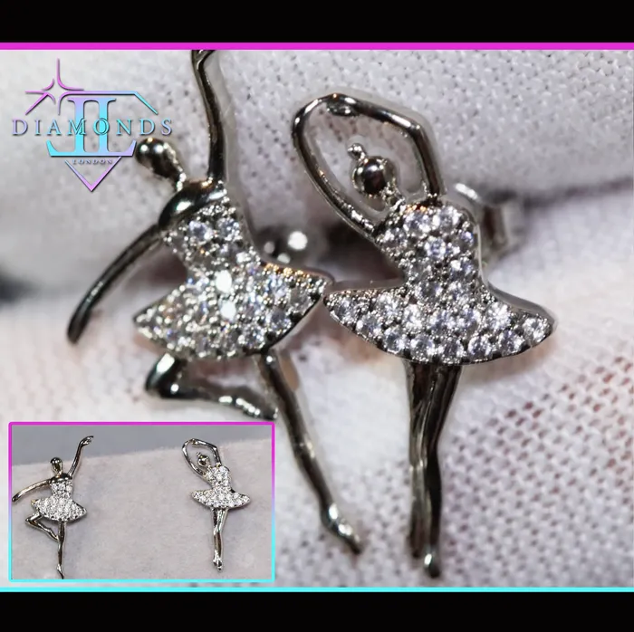 Earrings Lab Diamonds London Dancer Jewelry Womens Diamond Ear Studs Charm Earrings Ballerina Earrings Lab Diamonds London Dancer Jewelry Womens Diamond Ear Studs Charm Earrings Ballerina
