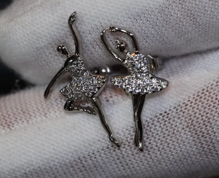 Earrings Lab Diamonds London Dancer Jewelry Womens Diamond Ear Studs Charm Earrings Ballerina