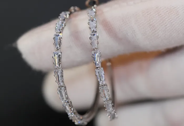 Earrings Lab Diamonds London Diamond Hoop Earrings Hoop Earrings Womens Baguette Diamond Earrings
