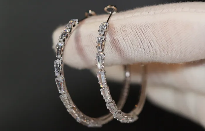 Earrings Lab Diamonds London Diamond Hoop Earrings Hoop Earrings Womens Baguette Diamond Earrings