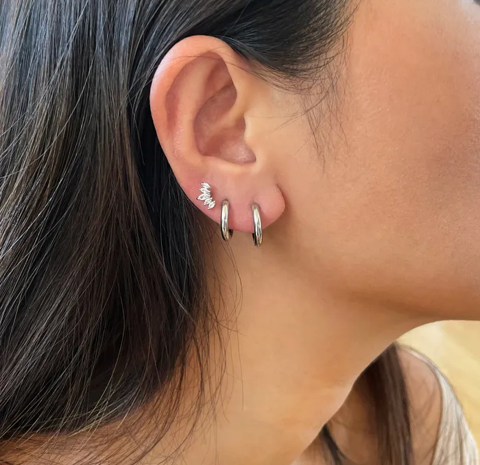 Earrings Mai Dsire CONSTANCE SILVER SMALL HUGGIE HOOP EARRINGS