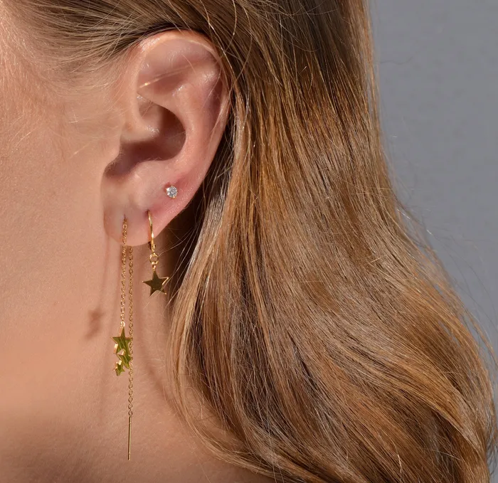 Earrings Mai Dsire EMRY GOLD STAR HUGGIE EARRINGS