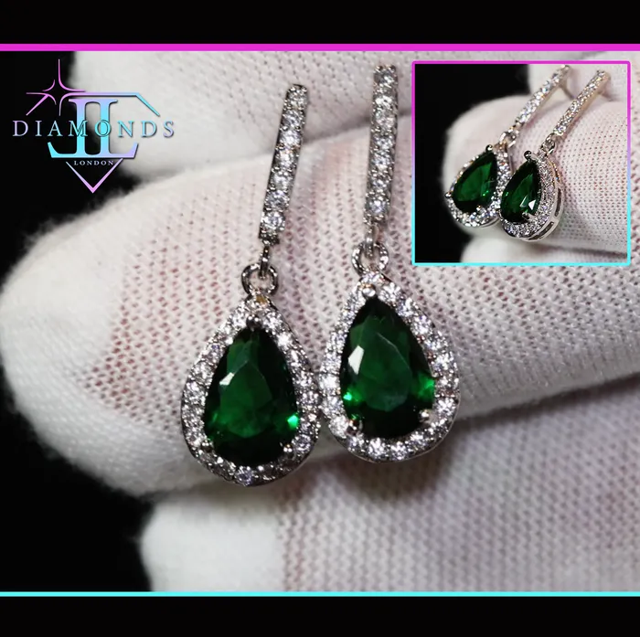 Earrings My Store Green Diamond Earrings Emerald Green Diamond Earrings