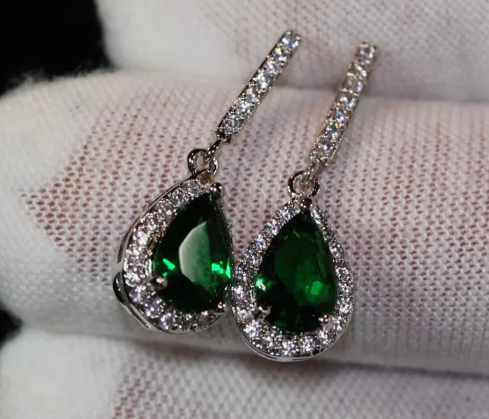 Earrings My Store Green Diamond Earrings Emerald Green Diamond Earrings