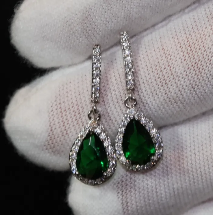 Earrings My Store Green Diamond Earrings Emerald Green Diamond Earrings