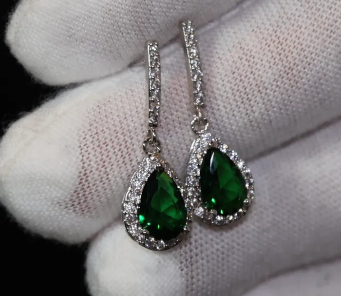 Earrings My Store Green Diamond Earrings Emerald Green Diamond Earrings
