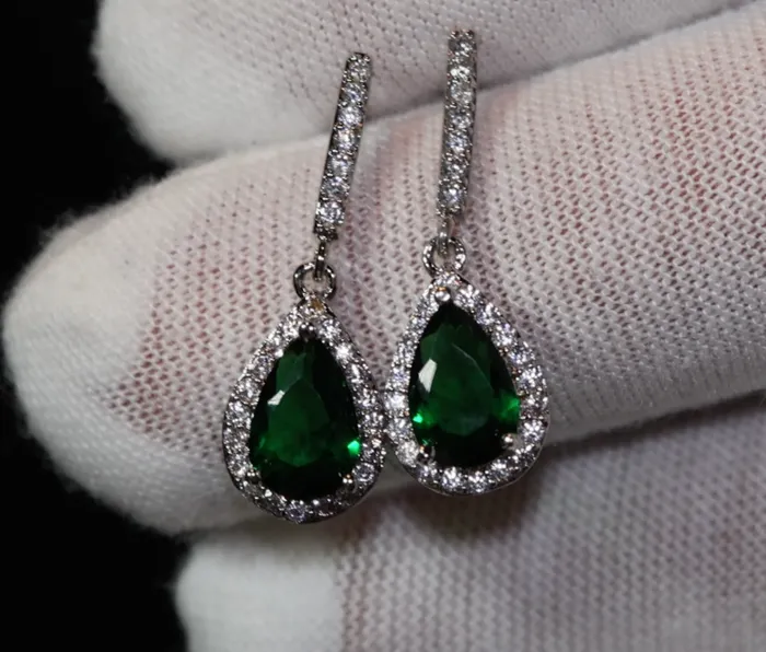 Earrings My Store Green Diamond Earrings Emerald Green Diamond Earrings