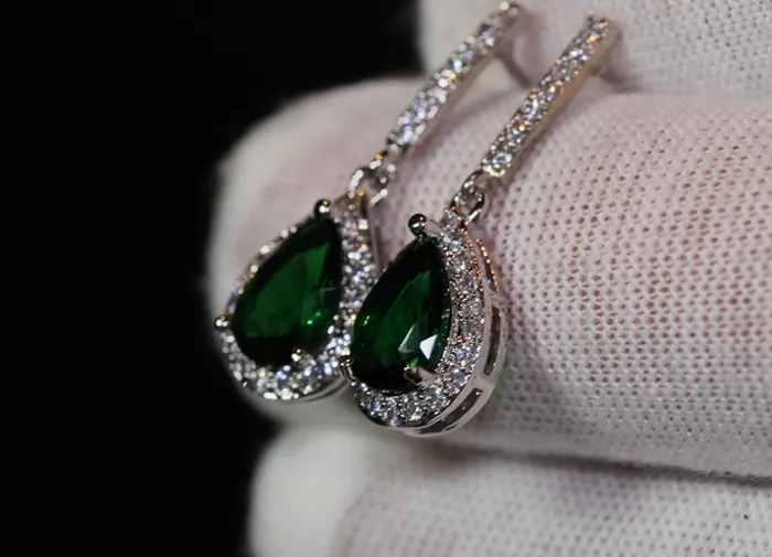 Earrings My Store Green Diamond Earrings Emerald Green Diamond Earrings