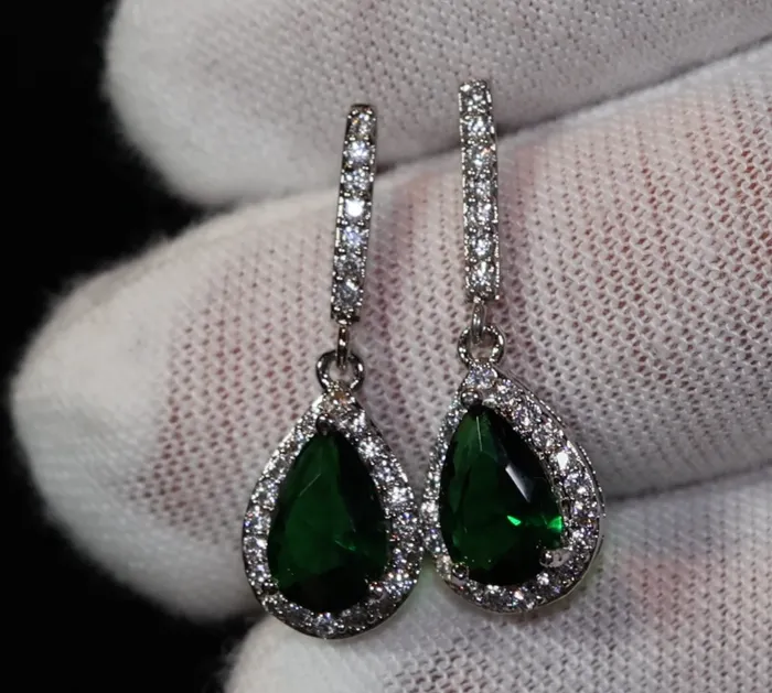 Earrings My Store Green Diamond Earrings Emerald Green Diamond Earrings