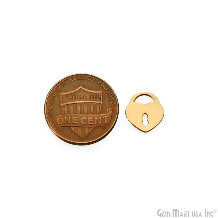 GemMartUSA Charm Necklaces Heart Lock Shape Charm Laser Finding Gold Plated 96x11mm Charm For Bracelets Pendants