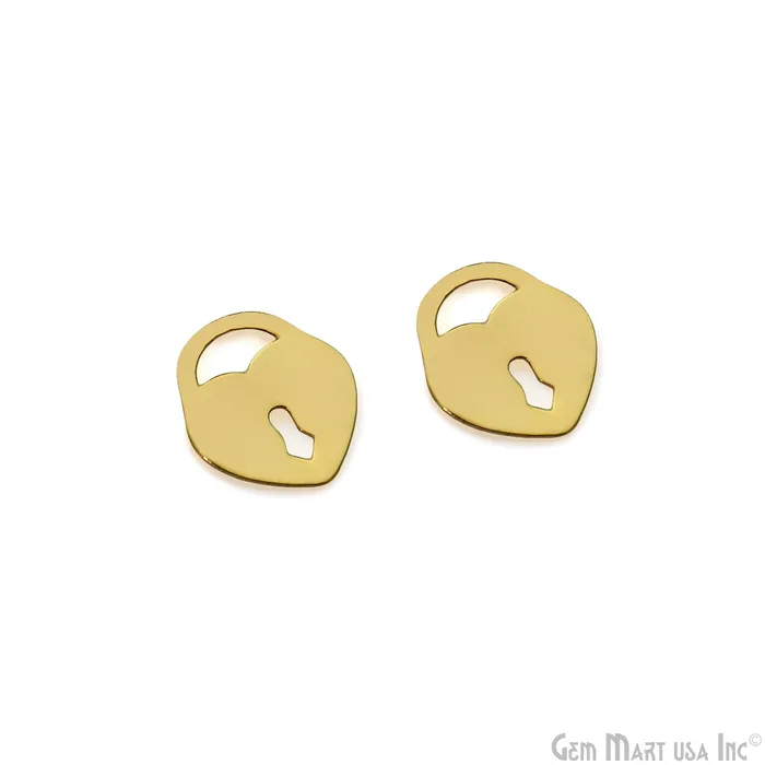 GemMartUSA Charm Necklaces Heart Lock Shape Charm Laser Finding Gold Plated 96x11mm Charm For Bracelets Pendants