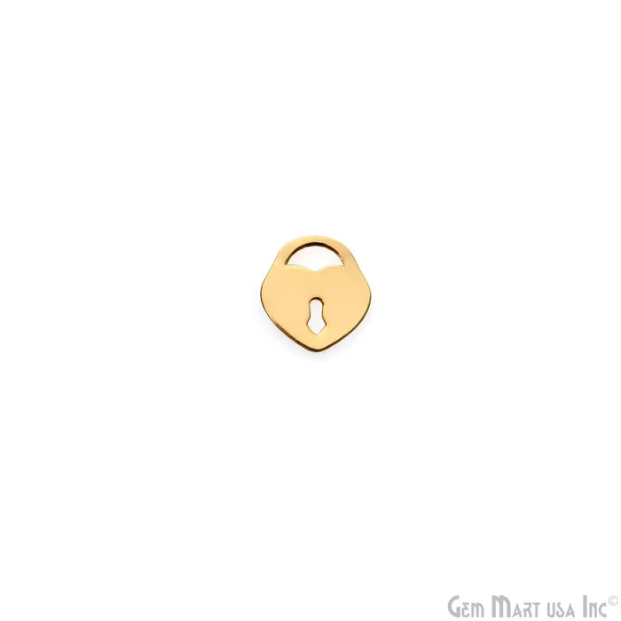 GemMartUSA Charm Necklaces Heart Lock Shape Charm Laser Finding Gold Plated 96x11mm Charm For Bracelets Pendants