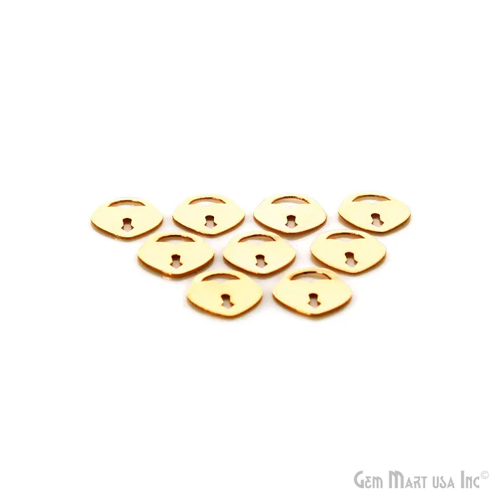 GemMartUSA Charm Necklaces Heart Lock Shape Charm Laser Finding Gold Plated 96x11mm Charm For Bracelets Pendants