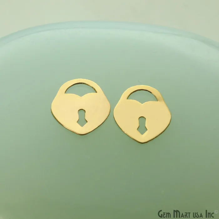 GemMartUSA Charm Necklaces Heart Lock Shape Charm Laser Finding Gold Plated 96x11mm Charm For Bracelets Pendants