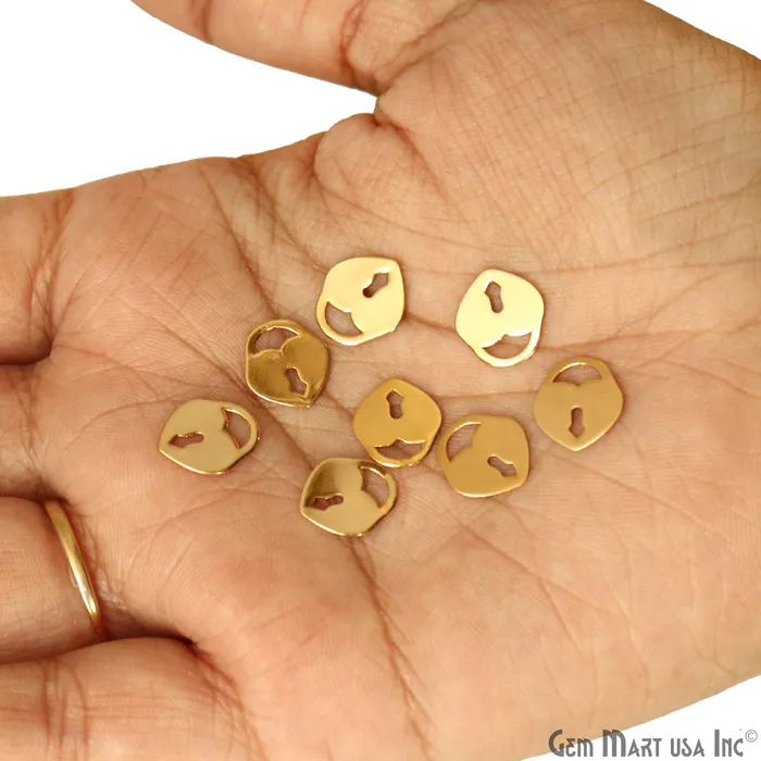 GemMartUSA Charm Necklaces Heart Lock Shape Charm Laser Finding Gold Plated 96x11mm Charm For Bracelets Pendants