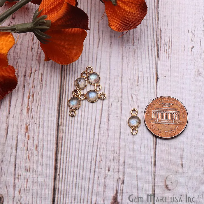 GemMartUSA Round Cabochon 5mm Double Bail Gold Bezel Gemstone Connector Rings