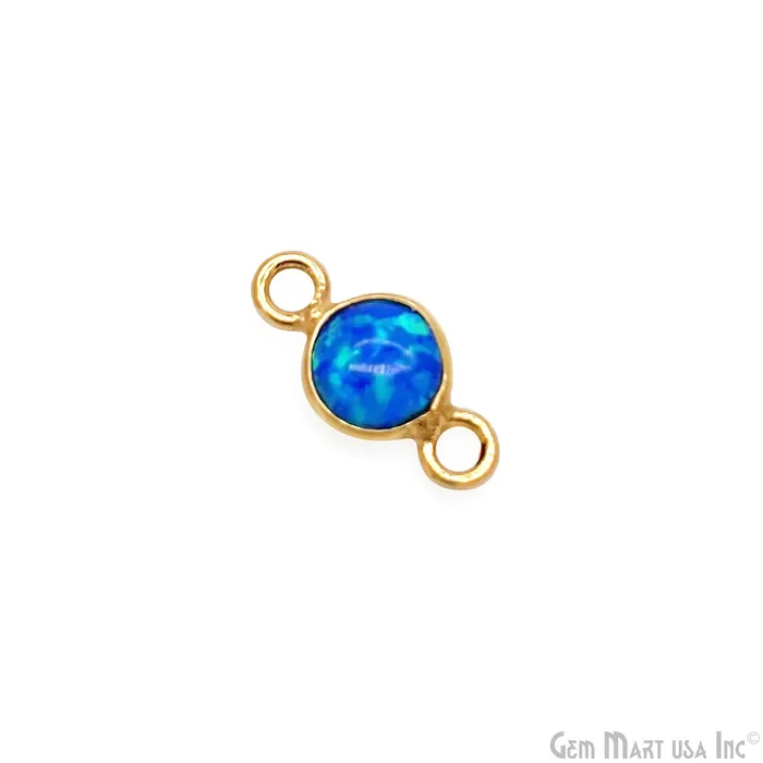 GemMartUSA Round Cabochon 5mm Double Bail Gold Bezel Gemstone Connector Rings