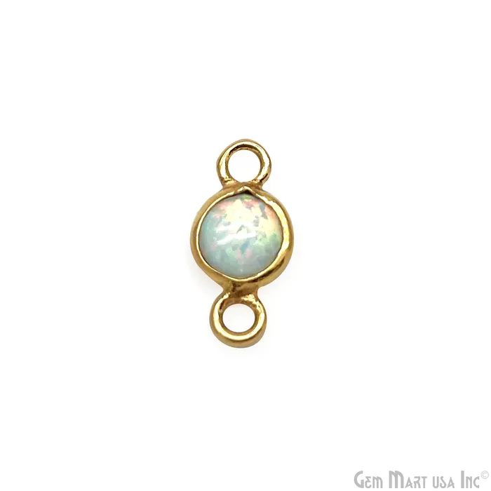 GemMartUSA Round Cabochon 5mm Double Bail Gold Bezel Gemstone Connector Rings