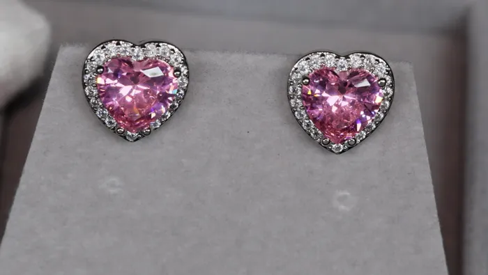 Lab Diamonds London Earrings Womens Ear Studs Heart Earrings Pink Diamond Heart Earrings Studs