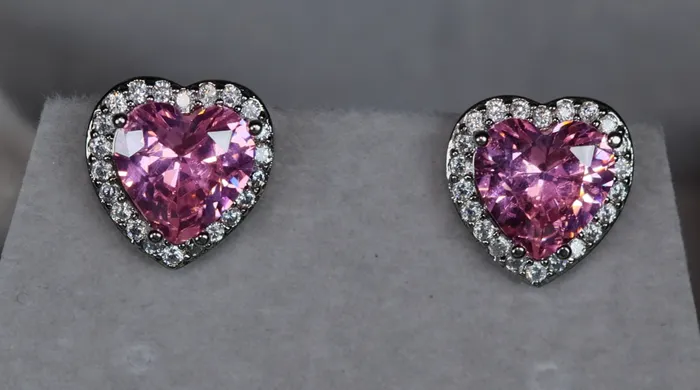 Lab Diamonds London Earrings Womens Ear Studs Heart Earrings Pink Diamond Heart Earrings Studs