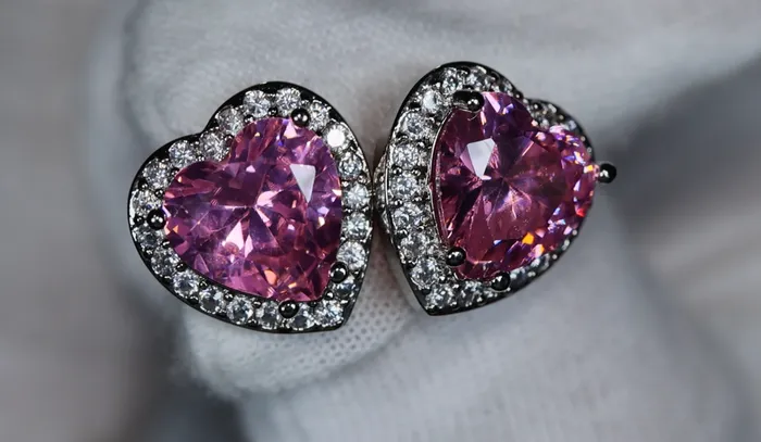 Lab Diamonds London Earrings Womens Ear Studs Heart Earrings Pink Diamond Heart Earrings Studs