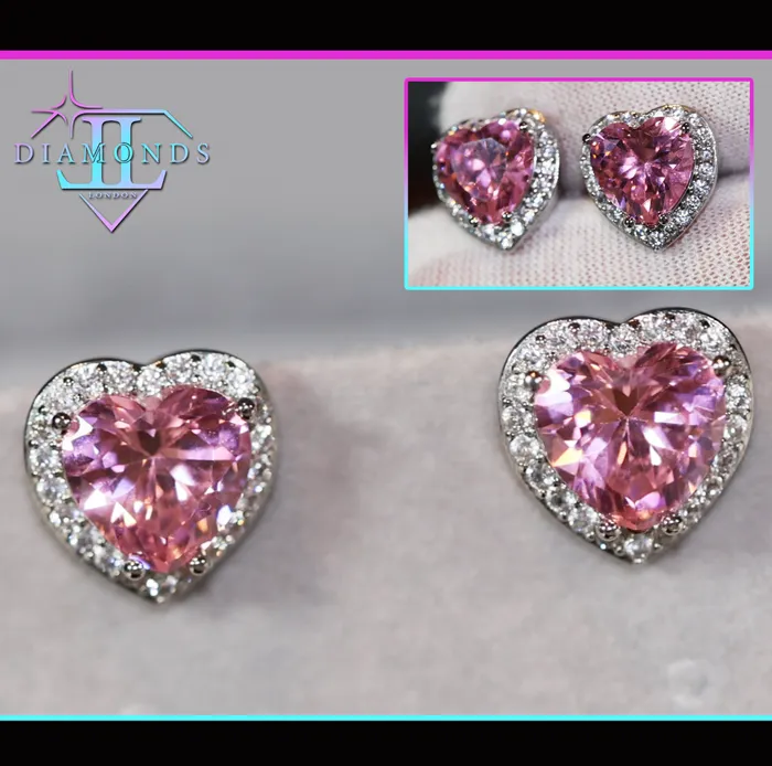 Lab Diamonds London Earrings Womens Ear Studs Heart Earrings Pink Diamond Heart Earrings Studs
