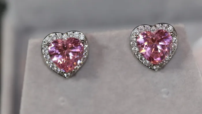 Lab Diamonds London Earrings Womens Ear Studs Heart Earrings Pink Diamond Heart Earrings Studs