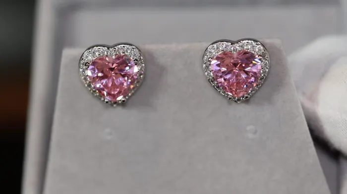 Lab Diamonds London Earrings Womens Ear Studs Heart Earrings Pink Diamond Heart Earrings Studs