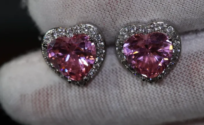 Lab Diamonds London Earrings Womens Ear Studs Heart Earrings Pink Diamond Heart Earrings Studs