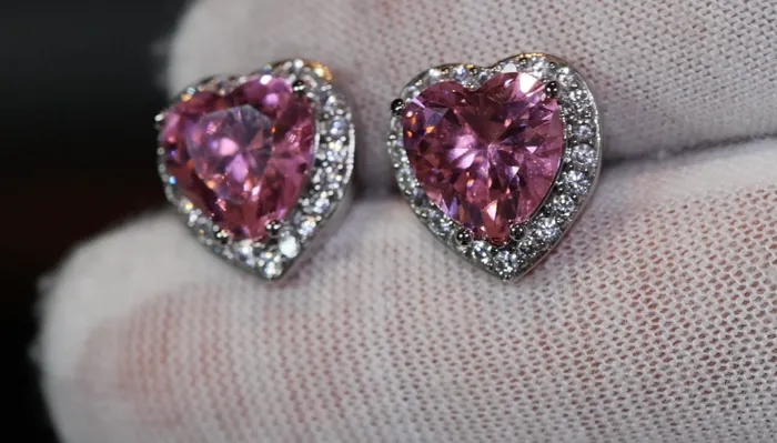 Lab Diamonds London Earrings Womens Ear Studs Heart Earrings Pink Diamond Heart Earrings Studs