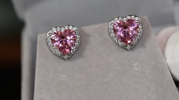 Lab Diamonds London Earrings Womens Ear Studs Heart Earrings Pink Diamond Heart Earrings Studs