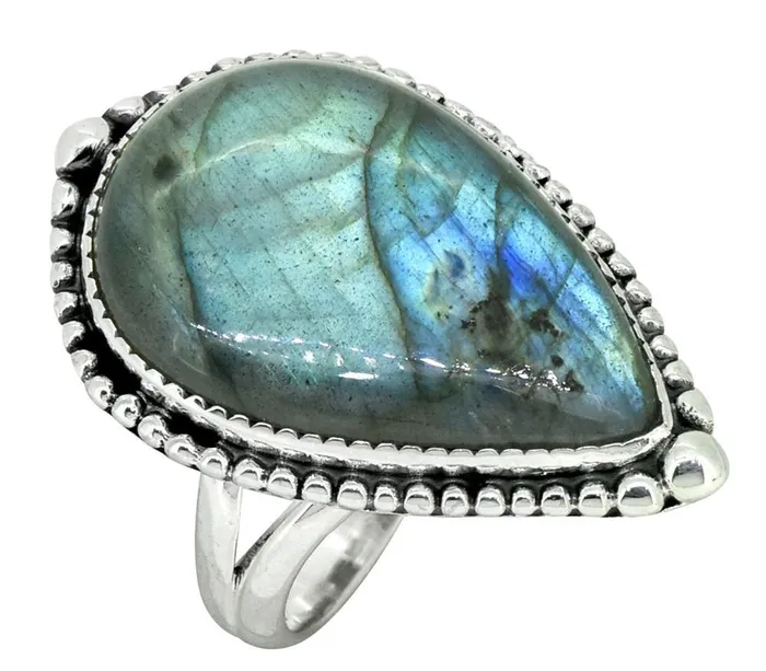 Labradorite Teardrop Ring Solid 925 Sterling Silver Jewelry YoTreasure Rings
