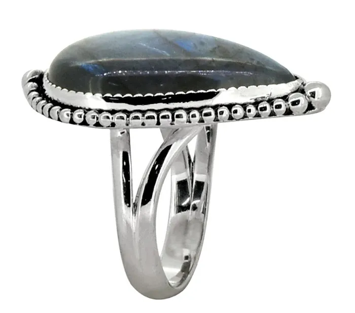 Labradorite Teardrop Ring Solid 925 Sterling Silver Jewelry YoTreasure Rings