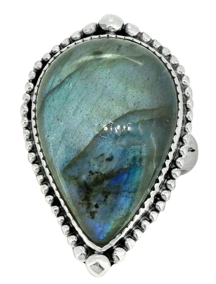 Labradorite Teardrop Ring Solid 925 Sterling Silver Jewelry YoTreasure Rings
