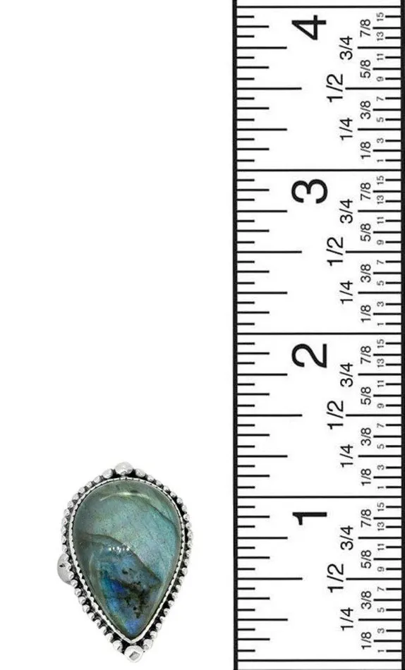 Labradorite Teardrop Ring Solid 925 Sterling Silver Jewelry YoTreasure Rings