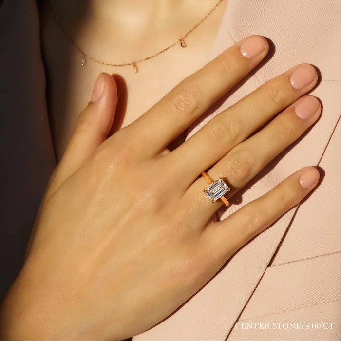 LEOS PERFECT SOLITAIRE SETTING emerald cut white gold LEO MATHILD Earrings