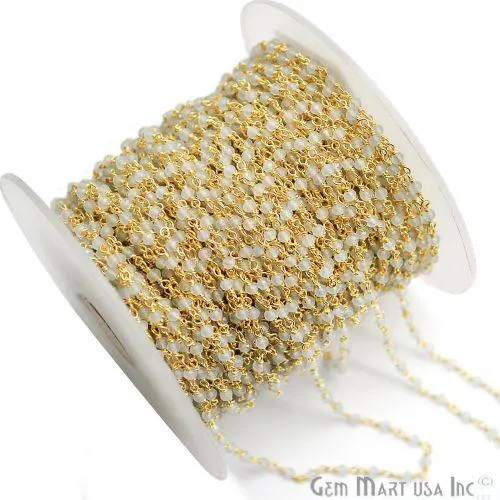 Natural Chalcedony Gold Plated Wire Wrapped Beads Rosary Chain GemmartUSA Necklaces Natural Chalcedony Gold Plated Wire Wrapped Beads Rosary Chain GemmartUSA Necklaces