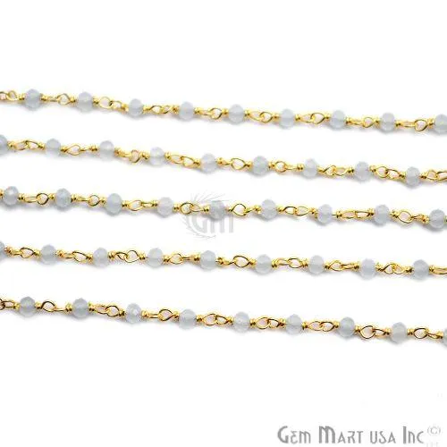 Natural Chalcedony Gold Plated Wire Wrapped Beads Rosary Chain GemmartUSA Necklaces Natural Chalcedony Gold Plated Wire Wrapped Beads Rosary Chain GemmartUSA Necklaces