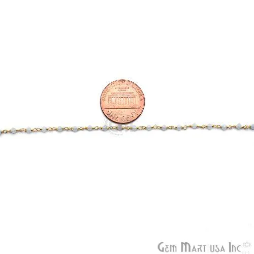 Natural Chalcedony Gold Plated Wire Wrapped Beads Rosary Chain GemmartUSA Necklaces Natural Chalcedony Gold Plated Wire Wrapped Beads Rosary Chain GemmartUSA Necklaces
