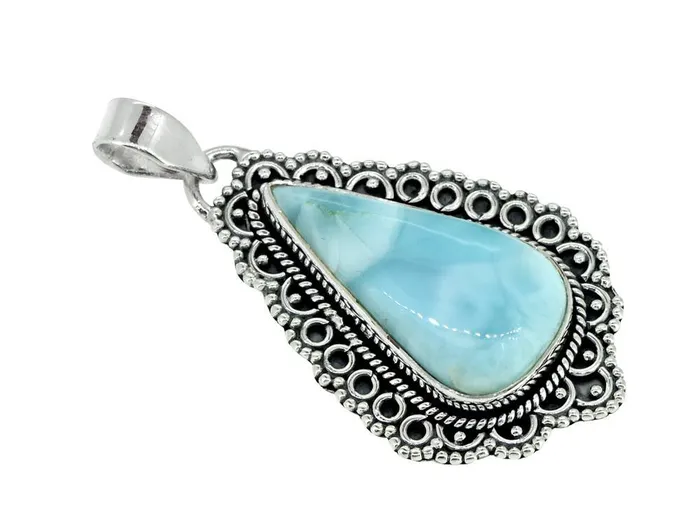 Natural Larimar Solid 925 Sterling Silver Pendant 1 34 YoTreasure Necklaces