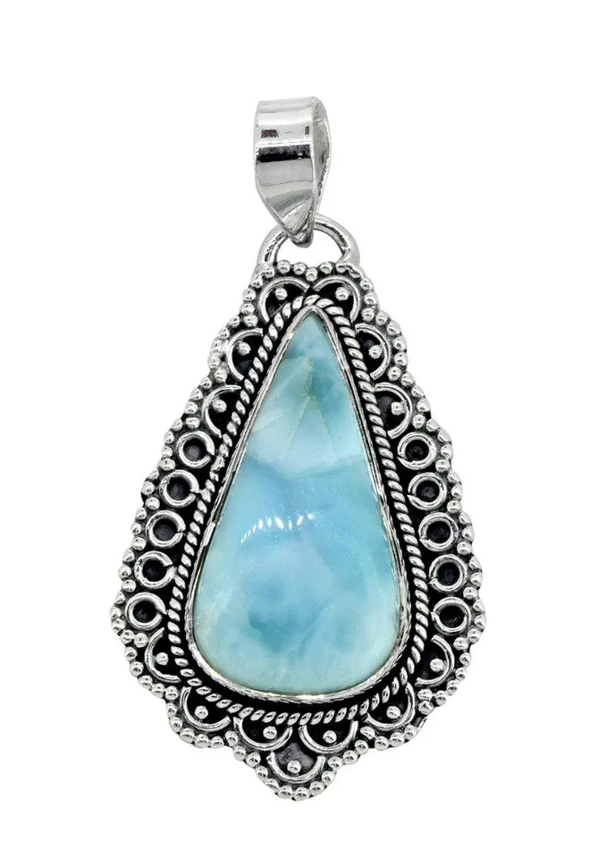Natural Larimar Solid 925 Sterling Silver Pendant 1 34 YoTreasure Necklaces